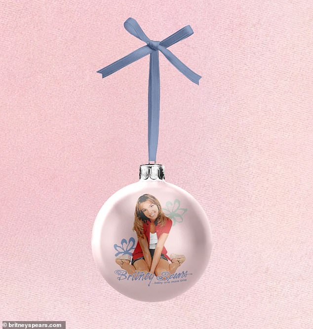 This Christmas ornament that features Britney's iconic debut studio album ...Baby One More Time costs $20 on her merchandise website