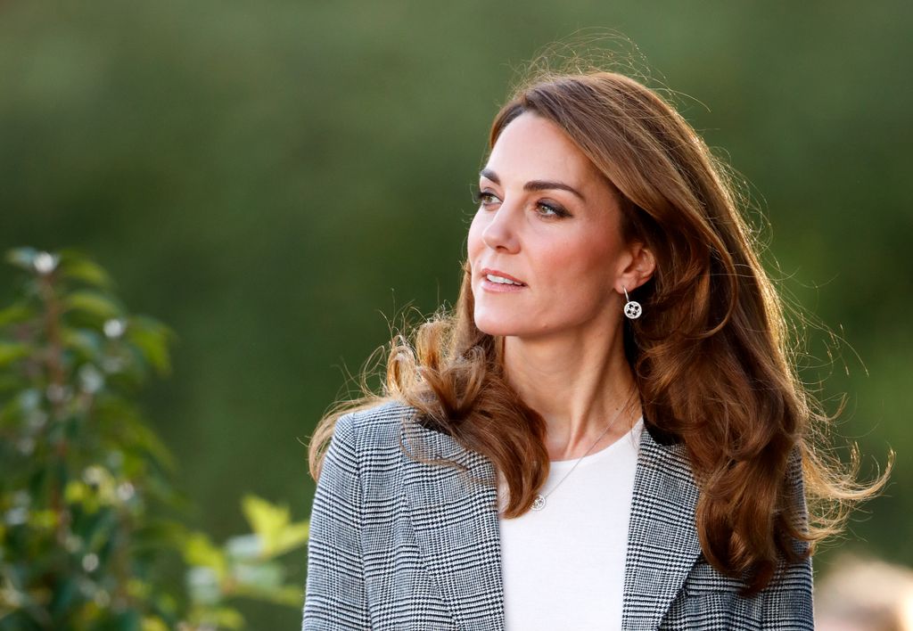 Close-up of Kate Middleton wearing a blazer