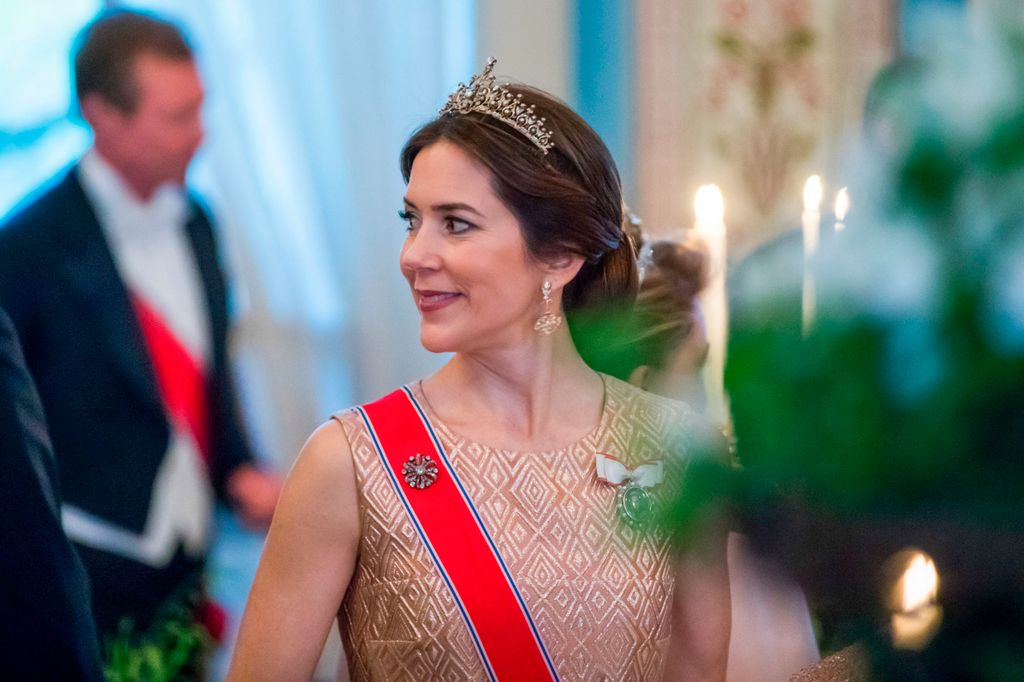 Crown Princess Mary looking sideways in tiara