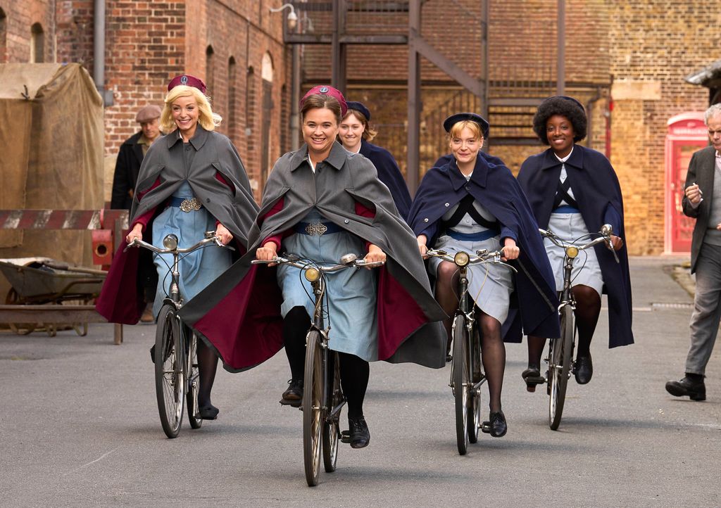 Trixie Franklin (HELEN GEORGE), Nancy Corrigan (MEGAN CUSAK), Rosalind Clifford (NATALIE QUARRY) and Joyce Highland (RENEE BAILEY) in Call the Midwife