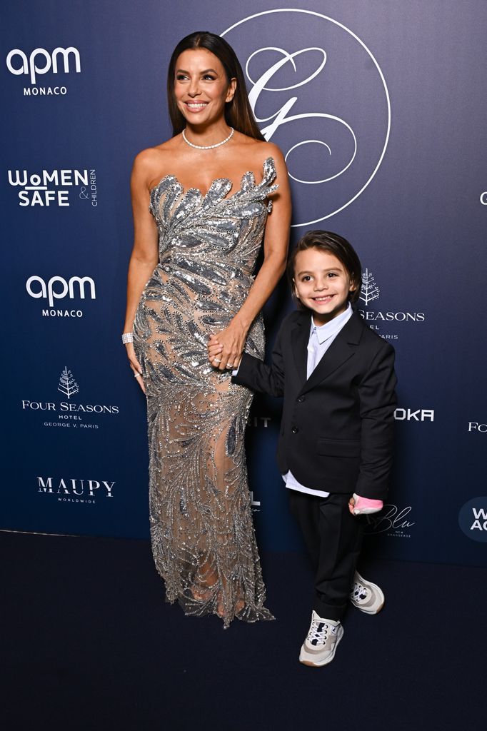 eva longoria and son santiago at global gift gala paris 2024