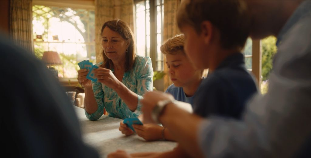 Carole Middleton playing cards with Prince George and Louis at Anmer Hall