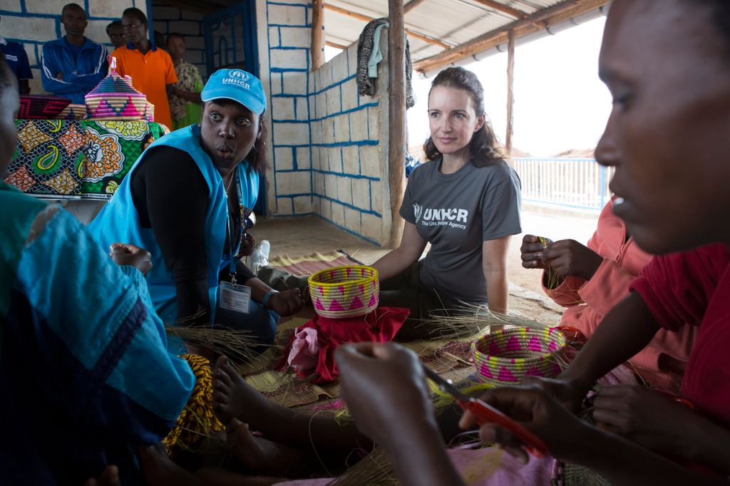 UNHCR Goodwill Ambassador Kristin Davis meets the women of Mahama refugee camp in Rwanda