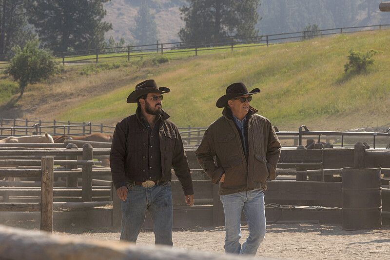 Cole Hauser and Kevin Costner in Yellowstone