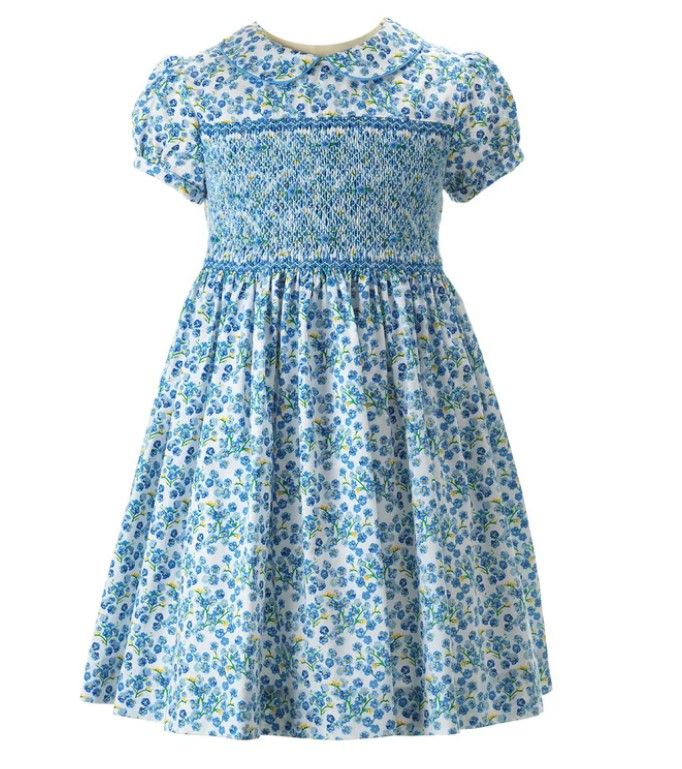 Blue Forget-me-not Smocked Dress from Rachel Riley