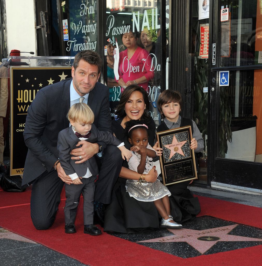 Peter Hermann, son Andrew, daughter Amaya, actress Mariska Hargitay and son August attend Mariska Hargitay's Star ceremony on The Hollywood Walk of Fame held on November 8, 2013 in Hollywood, California