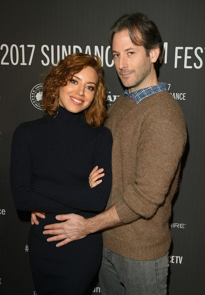 Actress Aubrey Plaza and director Jeff Baena attend The Little Hours premiere 