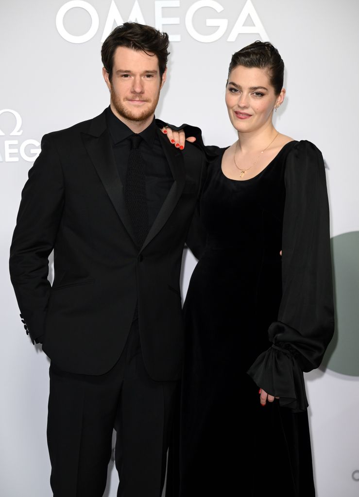 Connor Swindells and Amber Anderson attend  the Omega Aqua Terra Shades, International Launch Event at Embankment Galleries, Somerset House on March 22, 2023 in London, England. (Photo by Karwai Tang/WireImage)