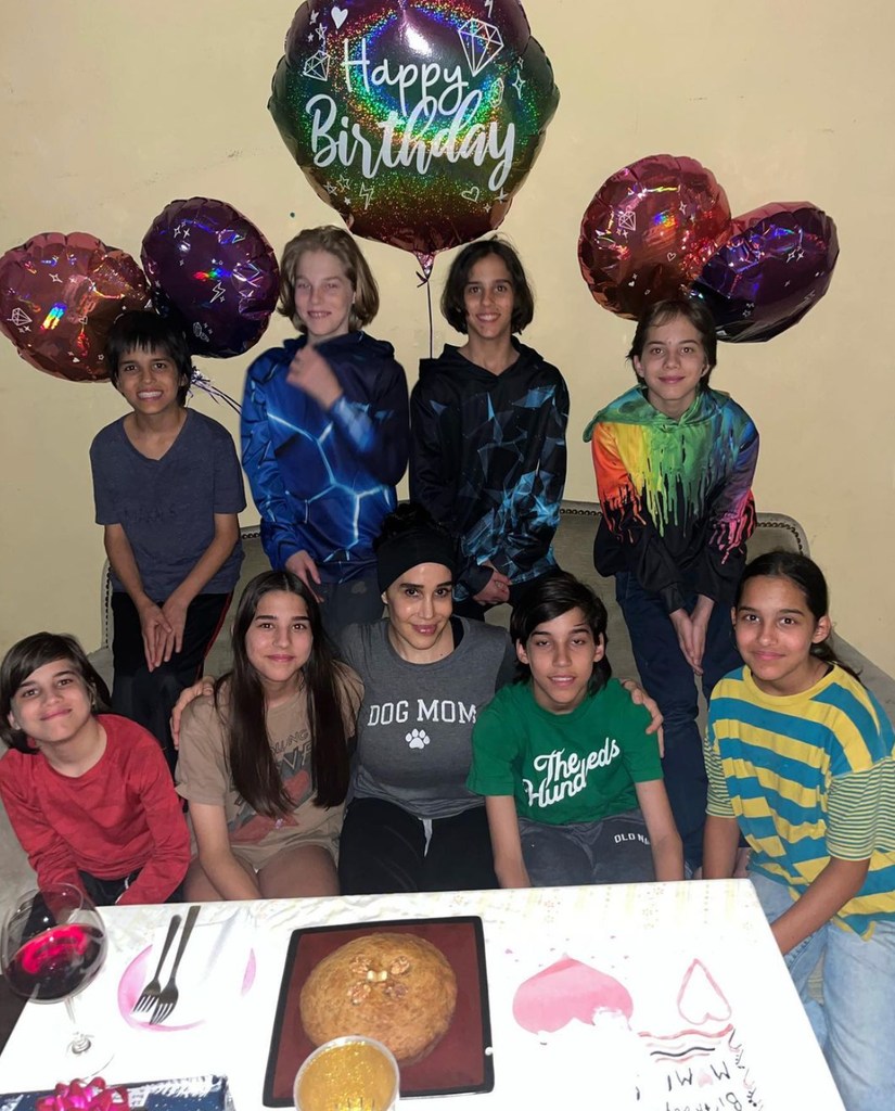 Photo shared by Nadya Suleman on Instagram in 2023 of eight of her 14 kids