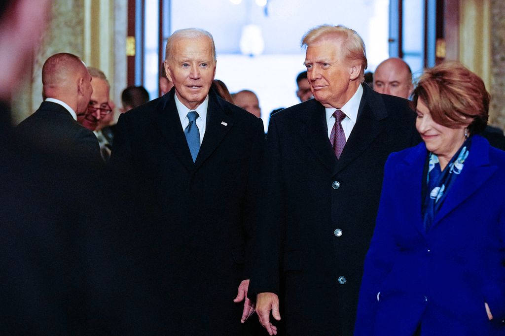 President Joe Biden and President-elect Donald Trump arrive for the inauguration ceremony where Donald Trump will sworn in as the 47th US President in the US Capitol Rotunda in Washington, DC.