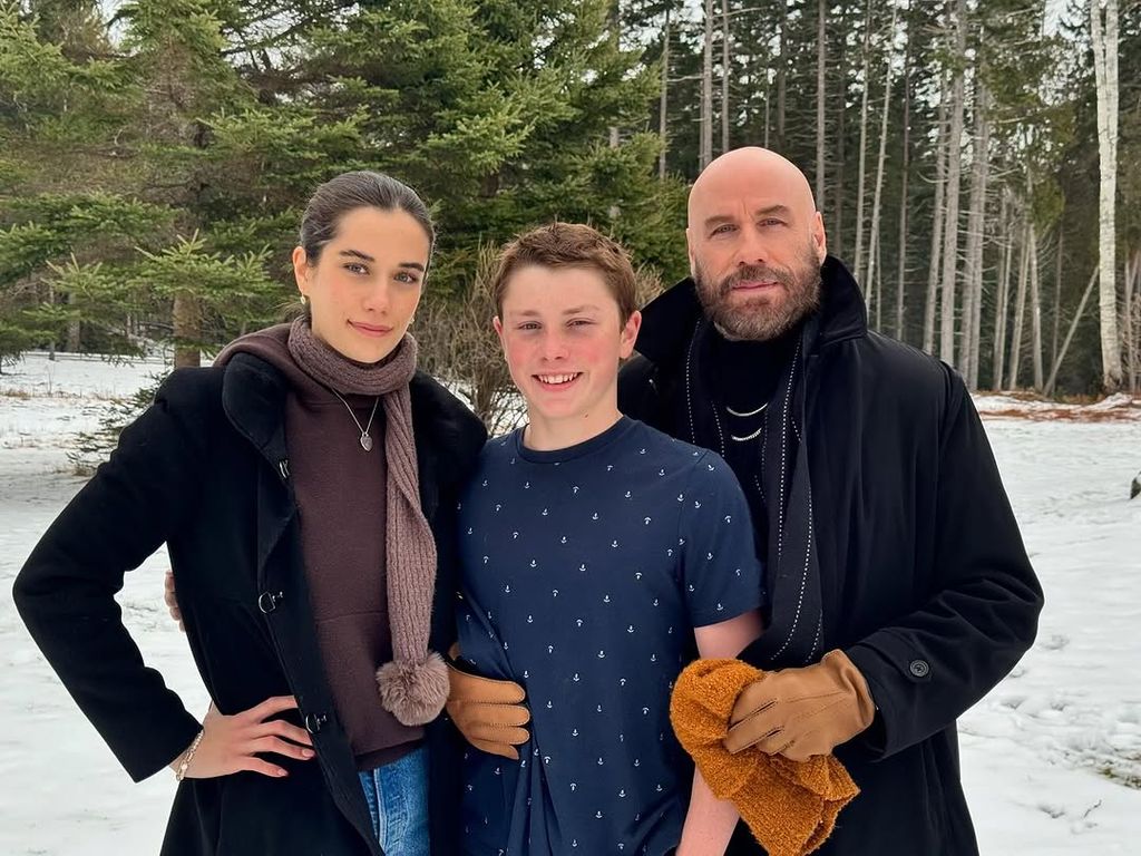 John Travolta and his two kids had a snowy Christmas