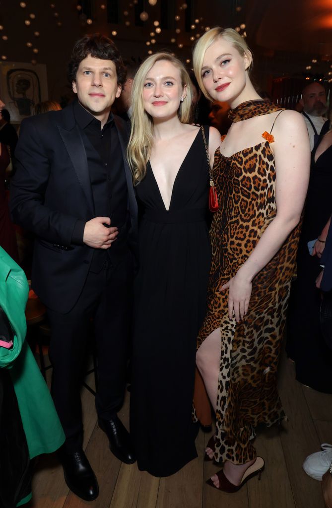 Jesse Eisenberg, Dakota Fanning and Elle Fanning at the golden globes after party