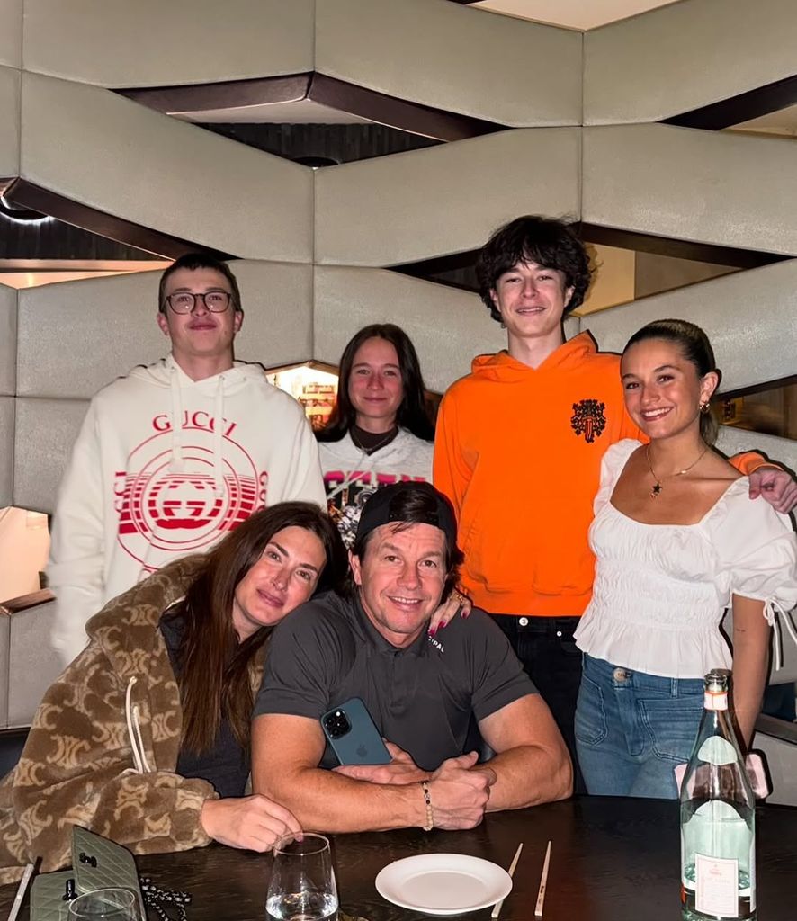 Mark Wahlberg and Rhea Durham with their four children Michael, Grace, Brendan and Ella for the family's Thanksgiving dinner at Nobu, Las Vegas, shared on Instagram