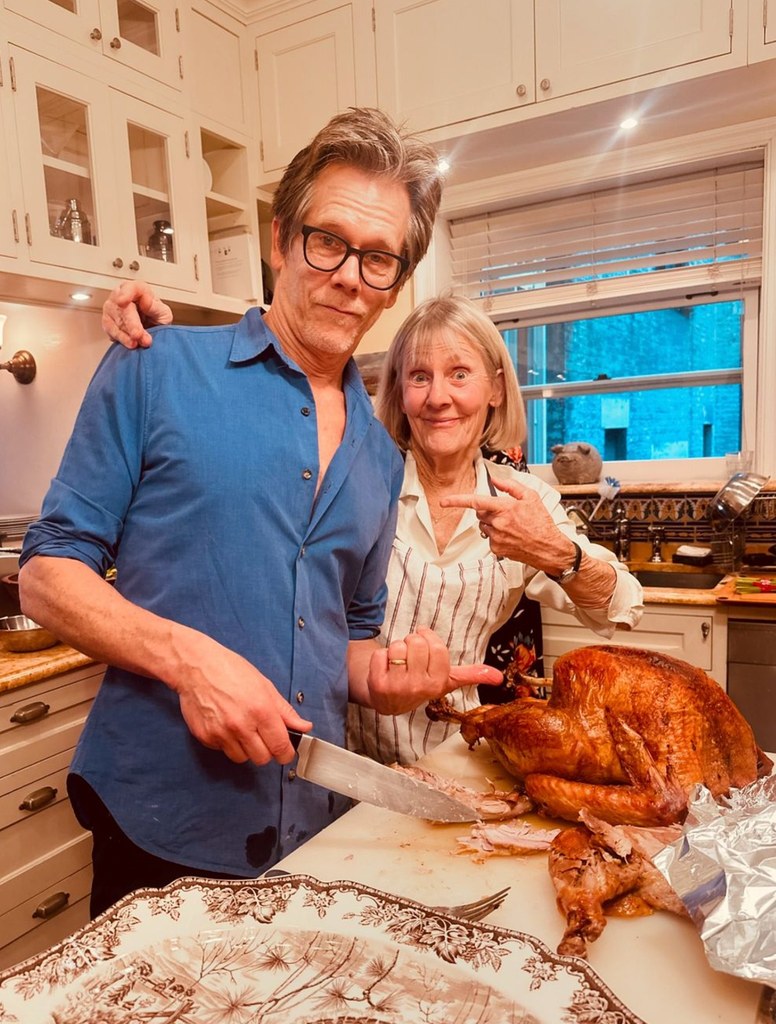 Photo shared by Kyra Sedgwick on Instagram November 2024 of her and Kevin Bacon's Thanksgiving festivities with 40 guests