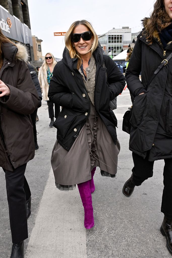 Sarah Jessica Parker walks along Main Street during the 2025 Sundance Film Festival on January 24, 2025