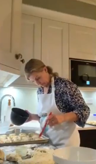 The Duchess of Edinburgh films herself making scones in her kitchen at home