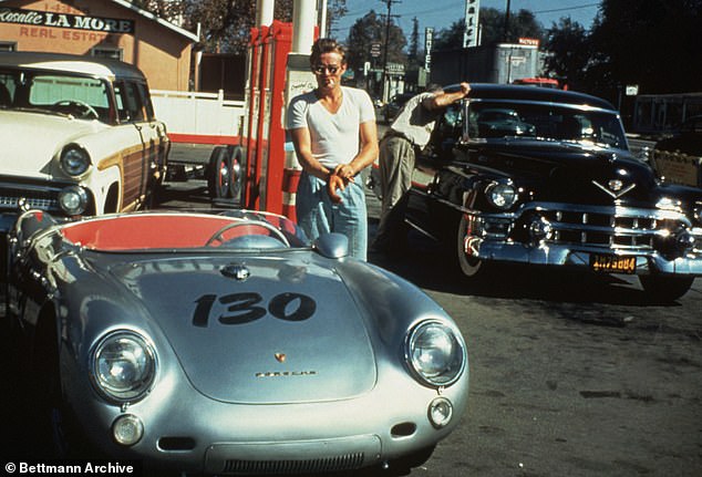 The actor with his Porsche 550 Spyder, the Little Bastard, a few hours before his death. DeWeerd is said to have inspired his love of fast cars