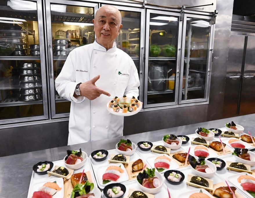 Nobu Matsuhisa at the Golden Globe Awards Nominations' Media Preview and Plate Up held at The Beverly Hilton on December 09, 2024 in Los Angeles, California.