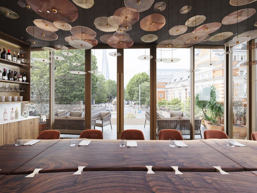 restaurant with table facing bifolding doors