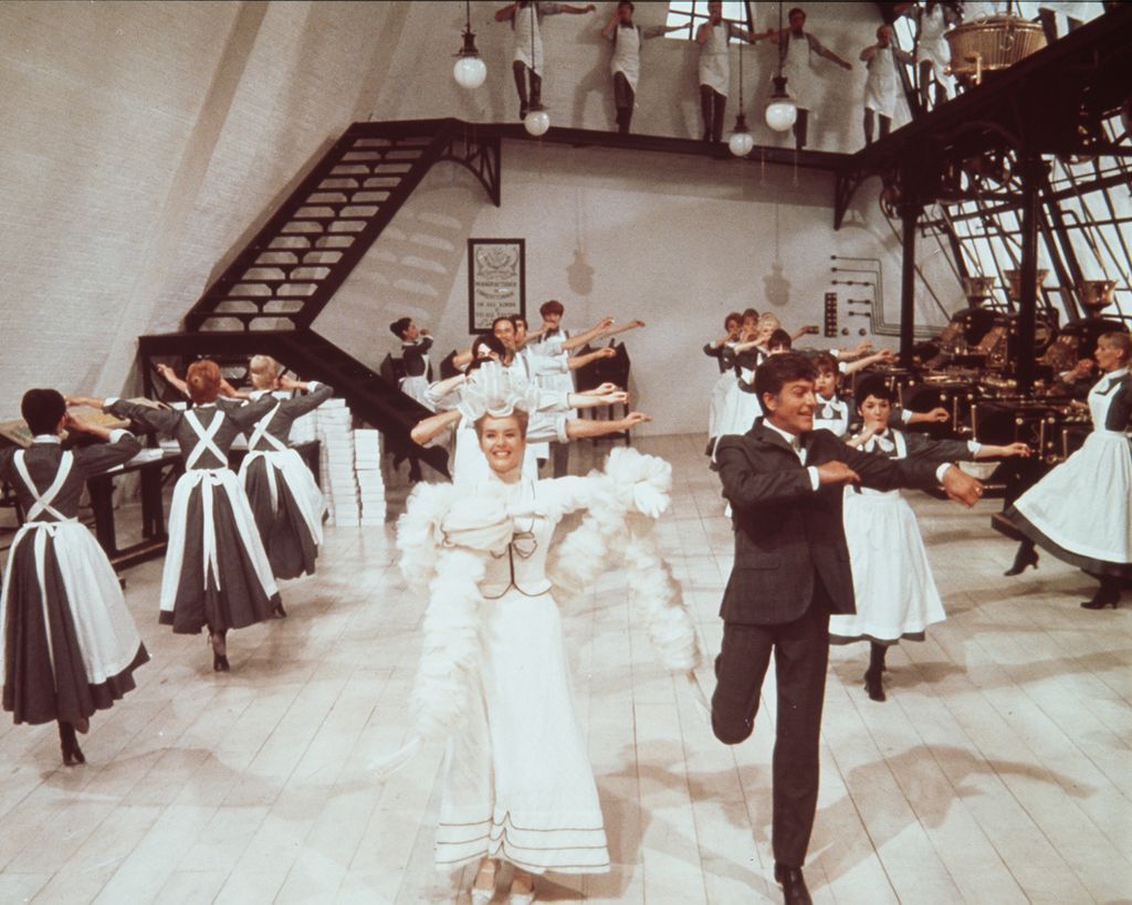 Dick Van Dyke and Sally Ann Howes dancing in a publicity portrait issued for the film , Chitty Chitty Bang Bang', 1968. The 1968 musical, directed by Ken Hughes, starred Van Dyke as 'Caractacus Potts', and Howes as 'Truly Scrumptious'.