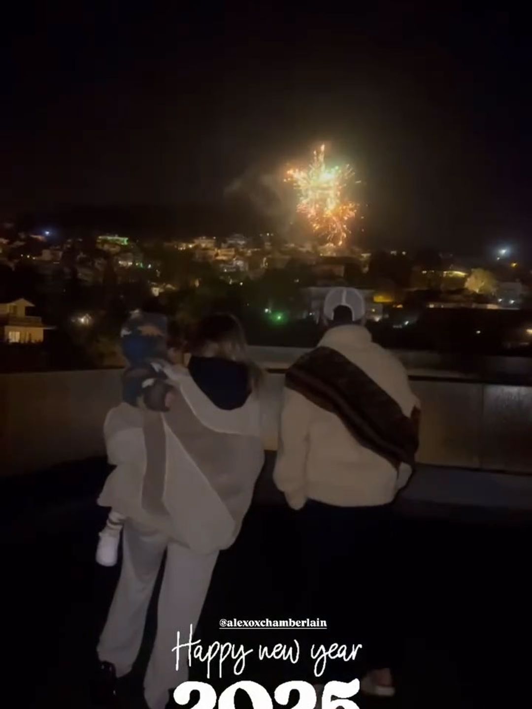 family watching fireworks