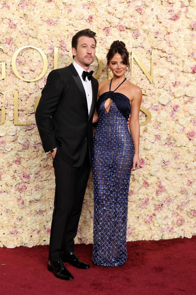 Miles Teller and Keleigh Sperry attend the 82nd Annual Golden Globe Awards a