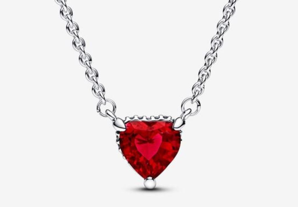 pandora red love heart necklace