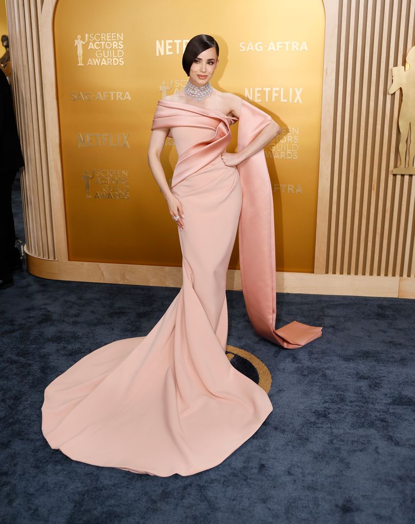 Sofia Carson at the 31th Screen Actors Guild Awards in Shrine Auditorium and Expo Hall in Los Angeles, CA, Sunday, Feb. 23, 2025. (Allen J. Schaben / Los Angeles Times via Getty Images)