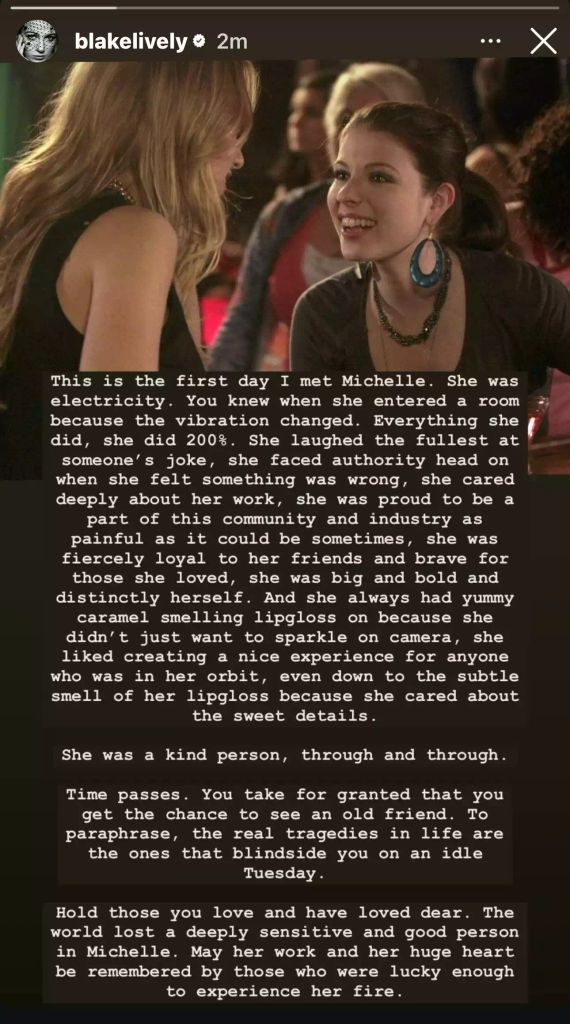 Blake's tribute to Michelle