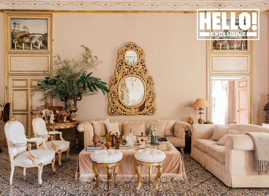 The salon at Andrea Perra's palazzo near Mount Etna