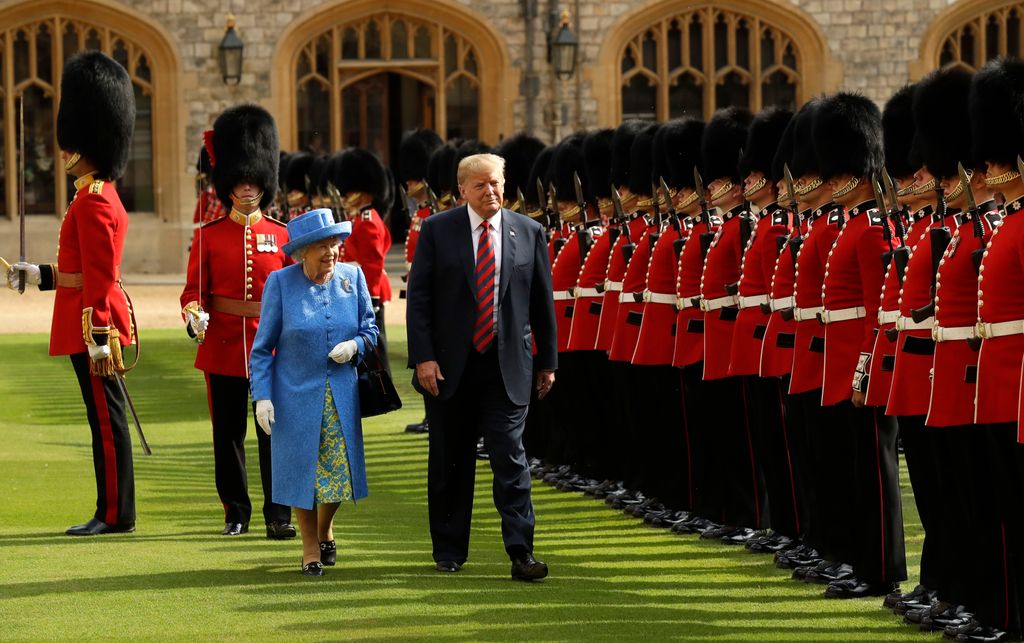 The late Queen and President Trump inspect Guard of Honour