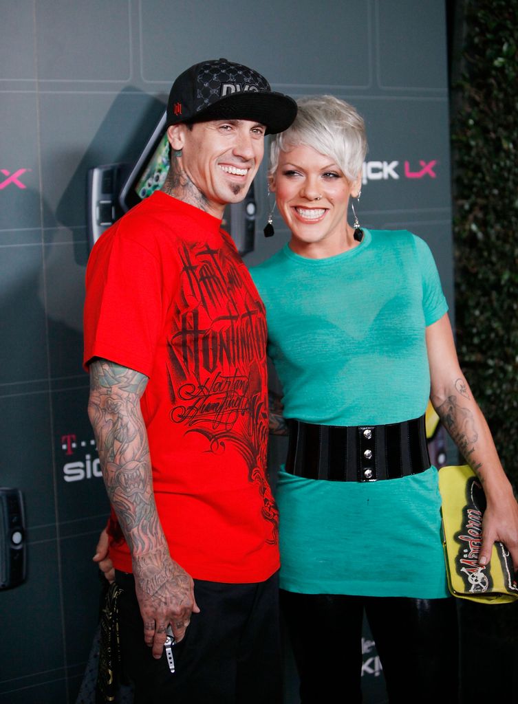 Carey Hart and Pink arrive to the T-Mobile Sidekick LX Launch party held at Paramount Studios on May 14, 2009 in Hollywood, California.