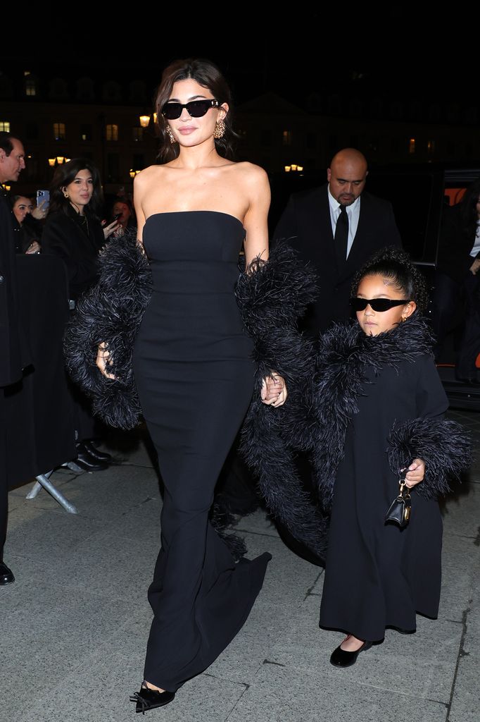 Kylie Jenner and Stormi Webster attend the Valentino Haute Couture Spring/Summer 2024 show 