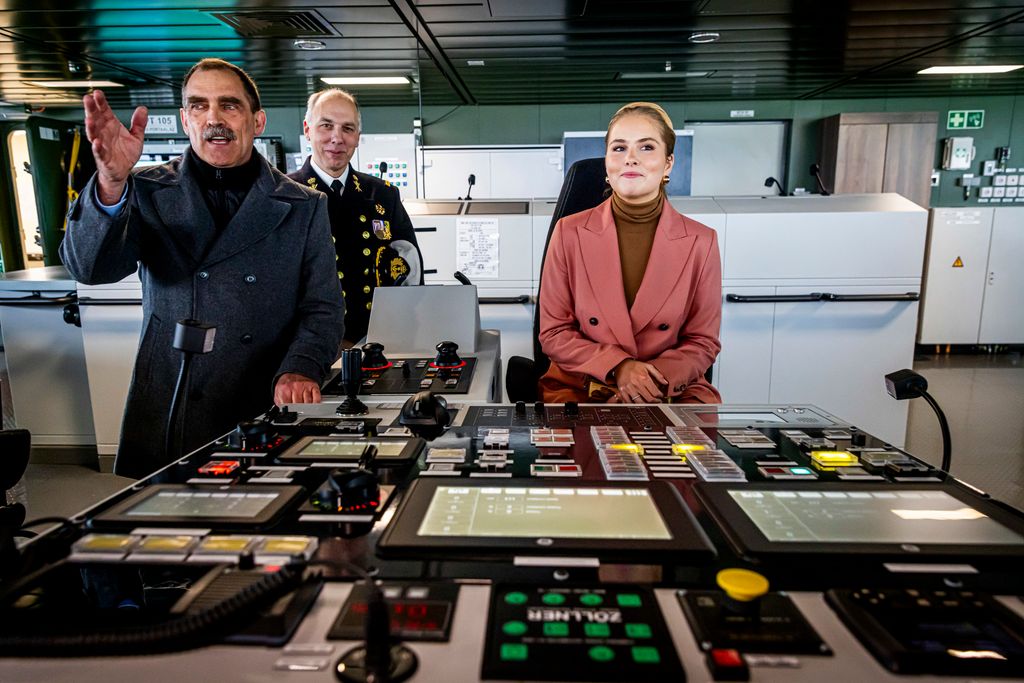 Princess Catharina-Amalia sat at the controls of a boat