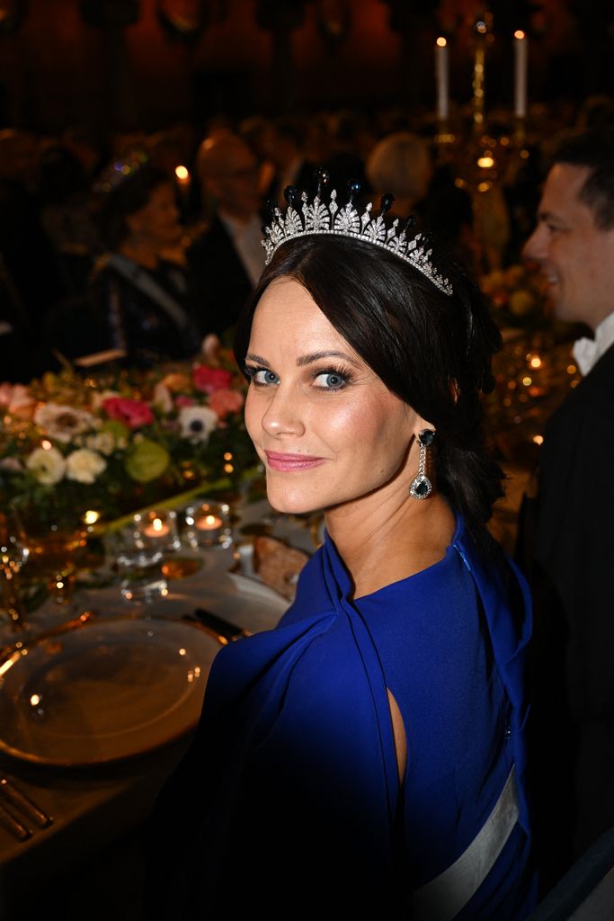 Princess Sofia wore her wedding tiara with sapphire toppers