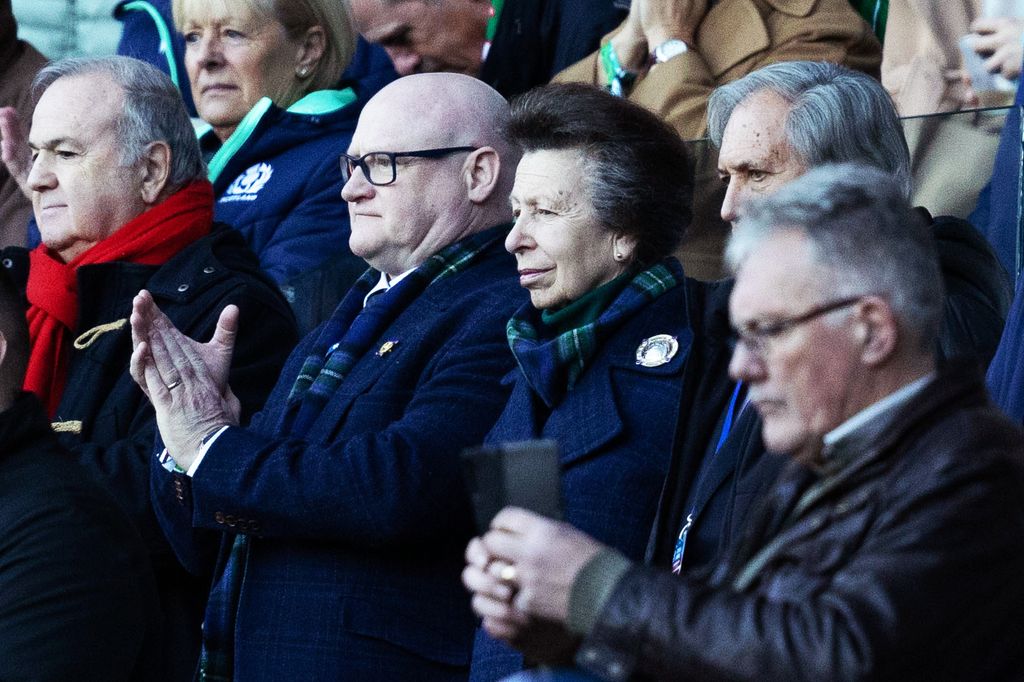 : Anne, Princess Royal alongside President of the Scottish Rugby Union  Colin Rigby