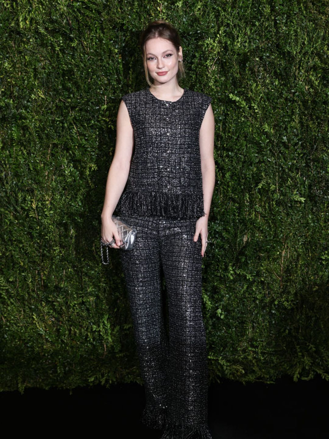 LONDON, ENGLAND - FEBRUARY 15: Hannah Dodd attends the Charles Finch & Chanel Pre-BAFTA Party at 5 Hertford Street on February 15, 2025 in London, England. (Photo by Max Cisotti/Dave Benett/Getty Images)