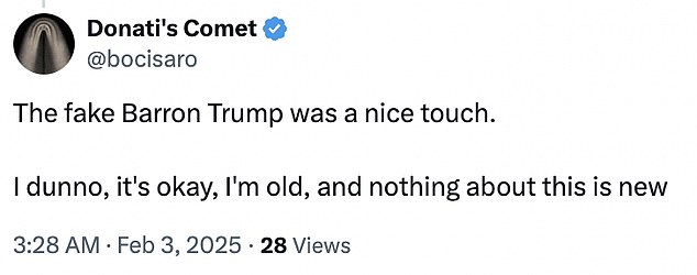 Several social media users believed the dancer to have been a well-placed Barron Trump lookalike