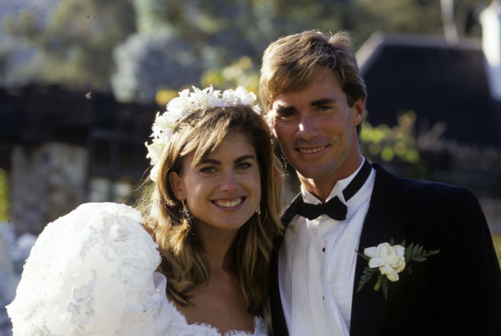 Kathy Ireland and her husband on their wedding day