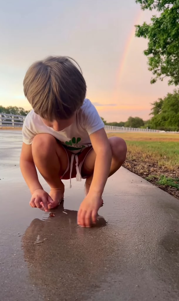 Still from a video shared by Joanna Gaines on Instagram September 2024 featuring her son Crew, in honor of announcing her next children's book inspired by him