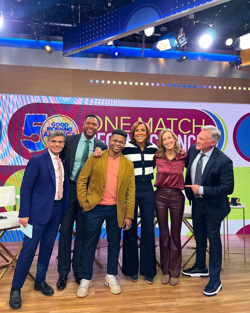 Good Morning America's anchors with Robin Roberts' nephew Jeremiah Craft after a segment concerning bone marrow donation