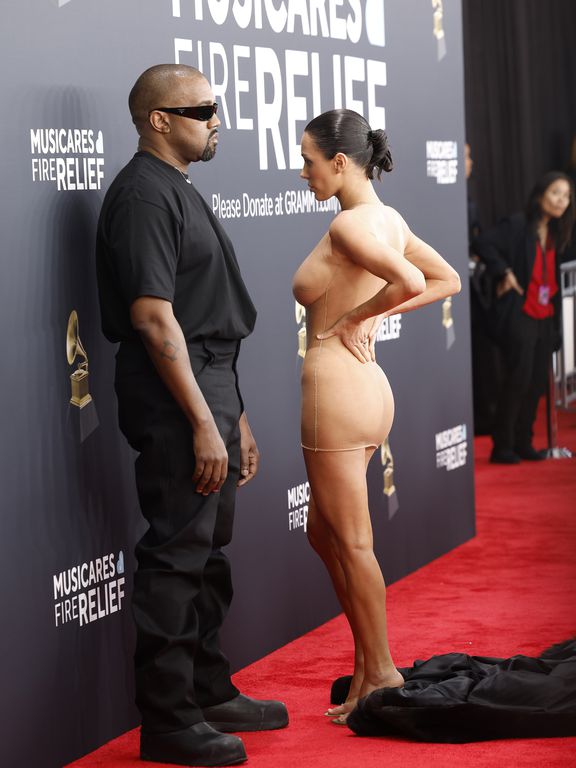 Kanye West and Bianca Censori attend the 67th GRAMMY Awards on February 02, 2025 in Los Angeles, California.