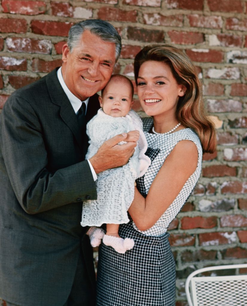 Jennifer Grant, 3.5-months-old, poses with ad Cary Grant and mom Dyan Cannon