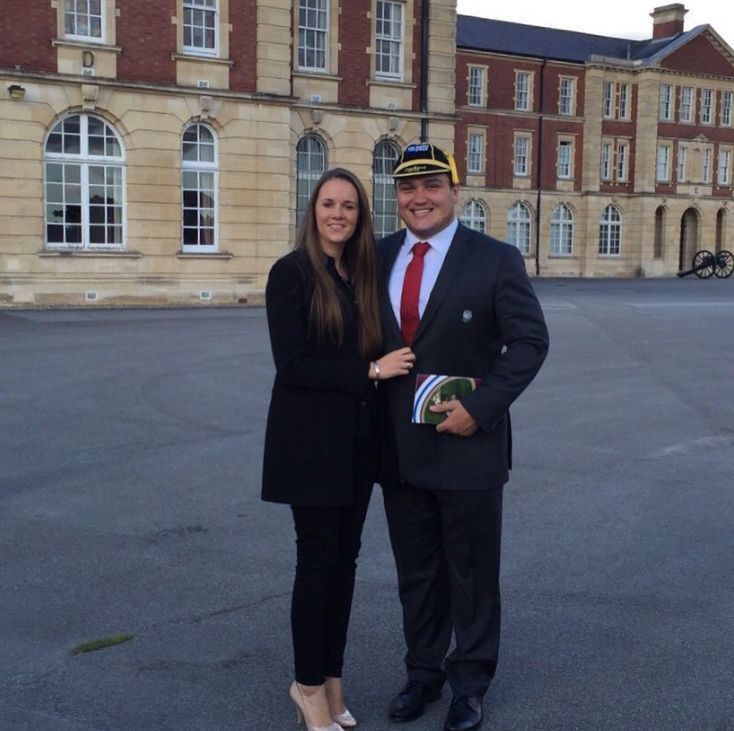 Jamie George and wife Katie at Sandhurst