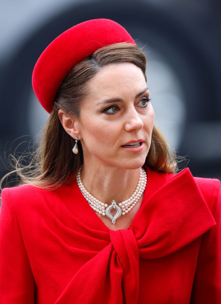 Catherine, Princess of Wales attends the annual Commonwealth Day Service of Celebration at Westminster Abbey on March 10, 2025 in London