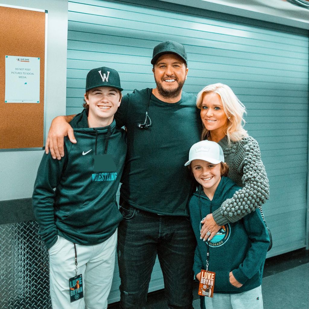 Luke Bryan with his sons and wife Caroline Boyer