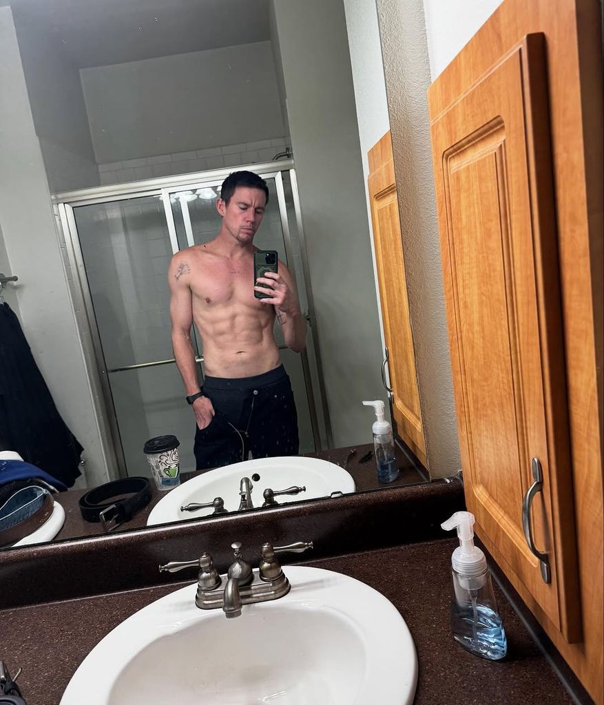 Channing Tatum takes a shirtless selfie in his bathroom, shared on Instagram