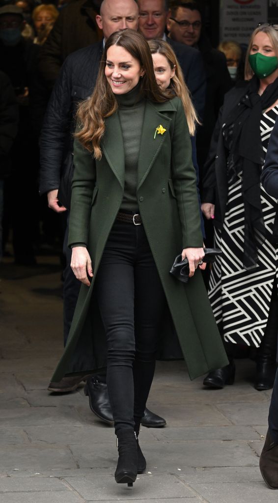 Catherine, Duchess of Cambridge visits Abergavenny Market with Prince William, Duke of Cambridge on March 01, 2022 in Abergavenny, Wales.