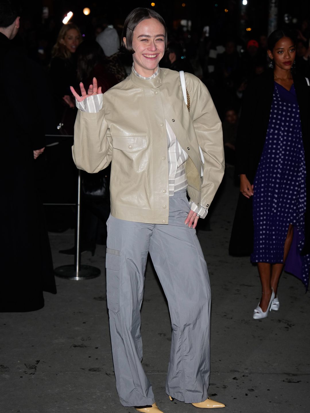 Ella Emhoff arrives at the Tory Burch fashion show on February 10, 2025 in New York City