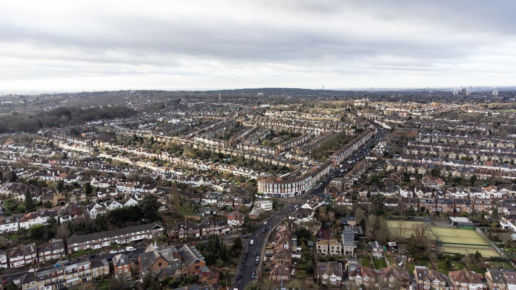 Aerial view of Muswell Hill in North London